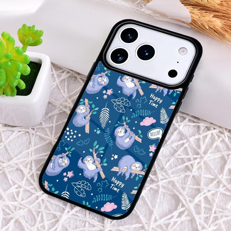 Cute Baby Sloth Phone Case for iPhone 17 Air 16 15 11 12 14 13 Pro Max Shockproof Cover