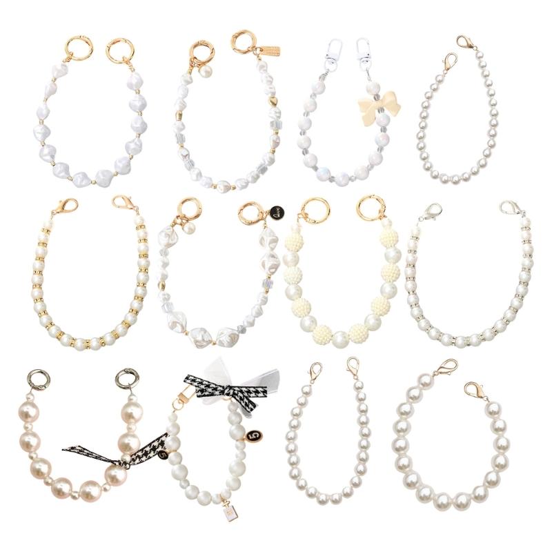 Pearls Chain Strap Short Purse Chain Replacement Pearls Handle Strap Beaded Purse Chains for Purse Handbag Wallet Phone