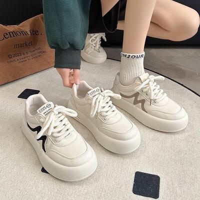 Кроссовки Весна Новые Толстые Подошвы Увеличенные Кроссовки Повседневные Трендовые Спортивные Модные Цветные Блоки Белые Кроссовки Женская Обувь