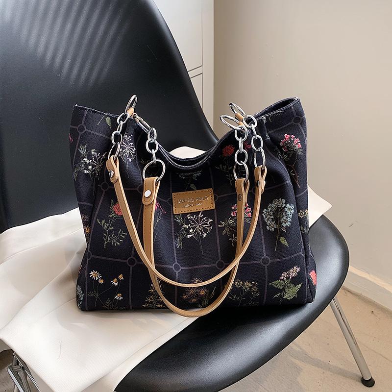 Женская холщовая сумка, новые летние сумки большой емкости с цветочным принтом, модные сумки-тоуты премиум-класса, универсальные женские сумки-тоуты