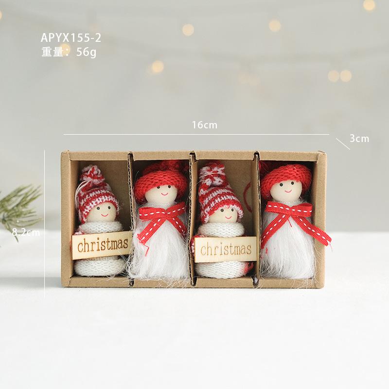 Christmas Tree Santa Claus Snowman Cloth Pendants Cute Figurines & Dolls Set of Accessories Small Decorations Ages 5-7