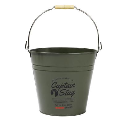 Captain Stag Уличное ведро CS Жестяное ведро 10 л с деревянной ручкой, Оливковое, UM-1620