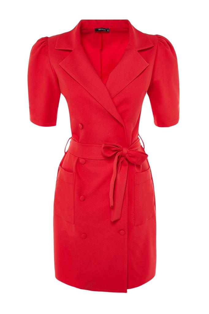 Женское стильное платье, черная мини-тканая куртка с поясом, тканое платье