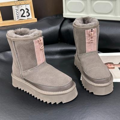 Модные женские туфли на платформе с плоской подошвой, меховые ботильоны, замшевые туфли, зима 2025 года, тренд, повседневные гладиаторские короткие плюшевые теплые кроссовки, модные ботинки Mujer