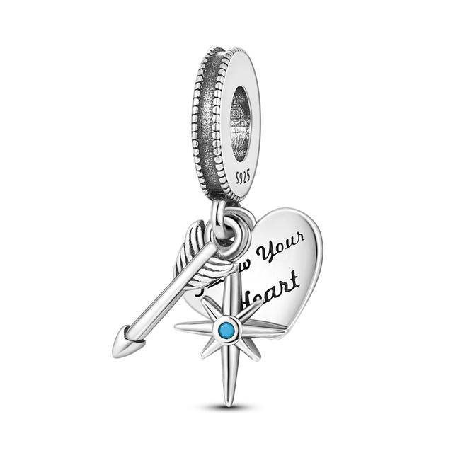 Follow Heart компас висячие подвески бусины кулон серебро 925 пробы подходят оригинальный браслет Pandora браслет DIY для изготовления ювелирных изделий