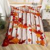 Пододеяльник Maple Leaf Queen Набор постельного белья «Осенние листья» Винтажный чехол для одеяла «Старая деревянная доска» для комнаты/декора кабины для мальчиков и взрослых