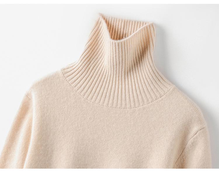 2025 Fall/Winter Cashmere High-Neck Seven-Stitch Thick Slimming Long-Sleeve Knit Base Layer Sweater
