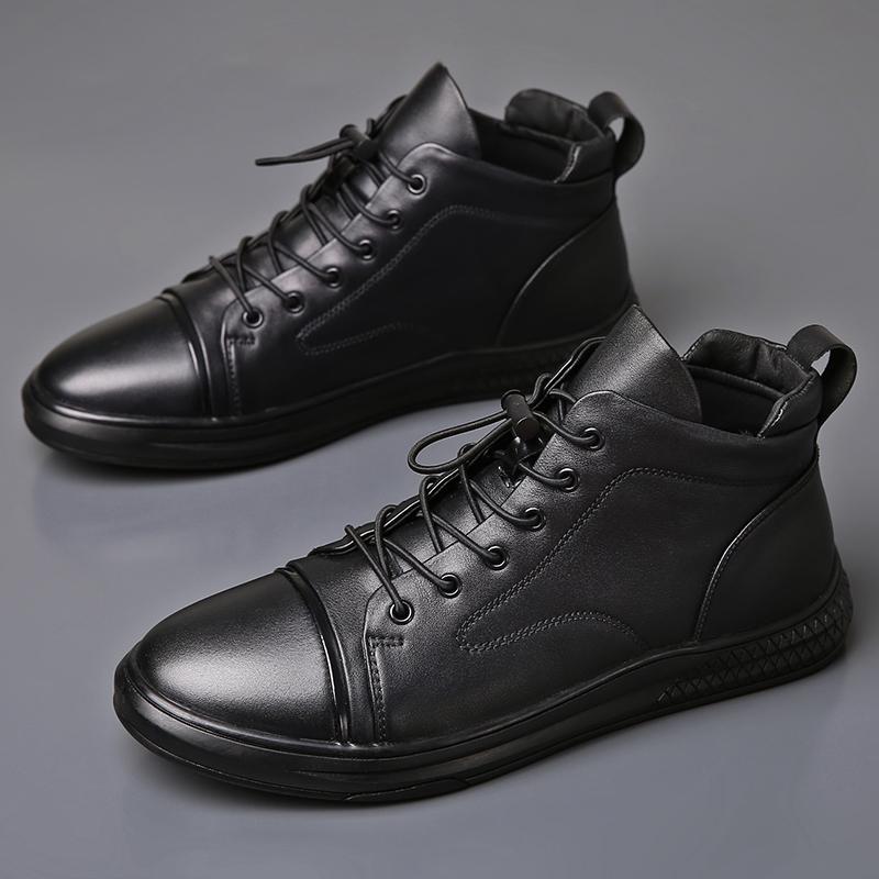Новое поступление, мужские ботильоны, осенне-зимняя повседневная обувь с высоким верхом, натуральная кожа, мужские базовые ботинки, нескользящие, теплые, кроссовки для активного отдыха