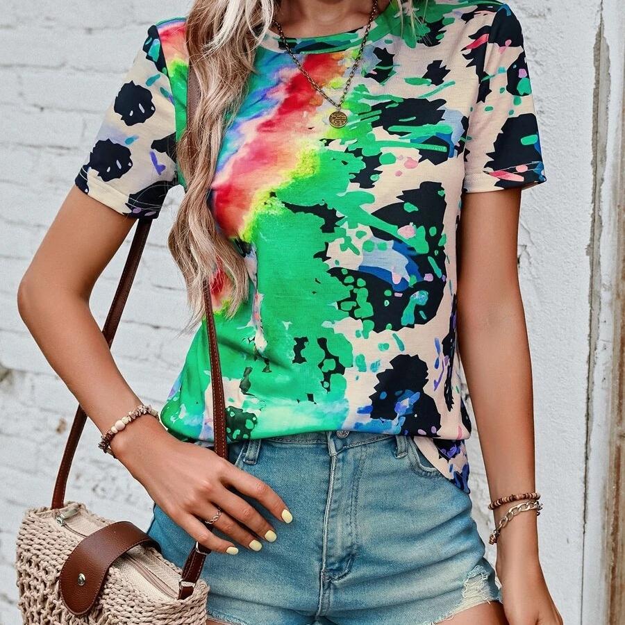DAFIFY Женская мода лето весна повседневные блузки и рубашки с коротким рукавом и круглым вырезом