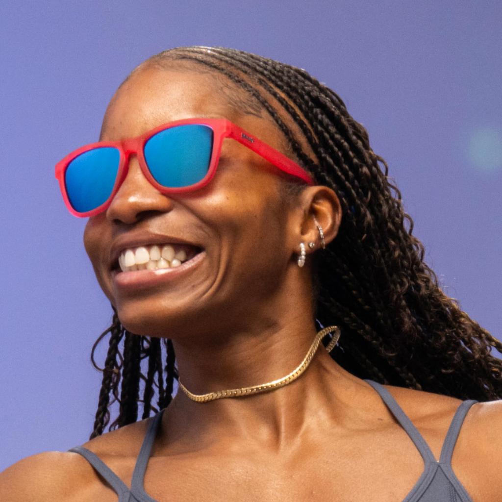 Goodr Flamingos On a Booze Cruise Polarized Sunglasses for Men and Pink Translucent Frame with Teal Reflective UV400 Size Medium Women, Lenses,