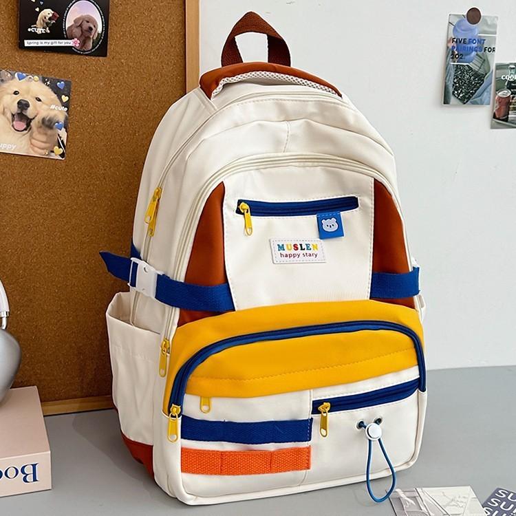 New Japanese Ins Schoolbag Female Mori Contrasting Color Primary and Secondary School Student Leisure Backpack College Style Student Backpack