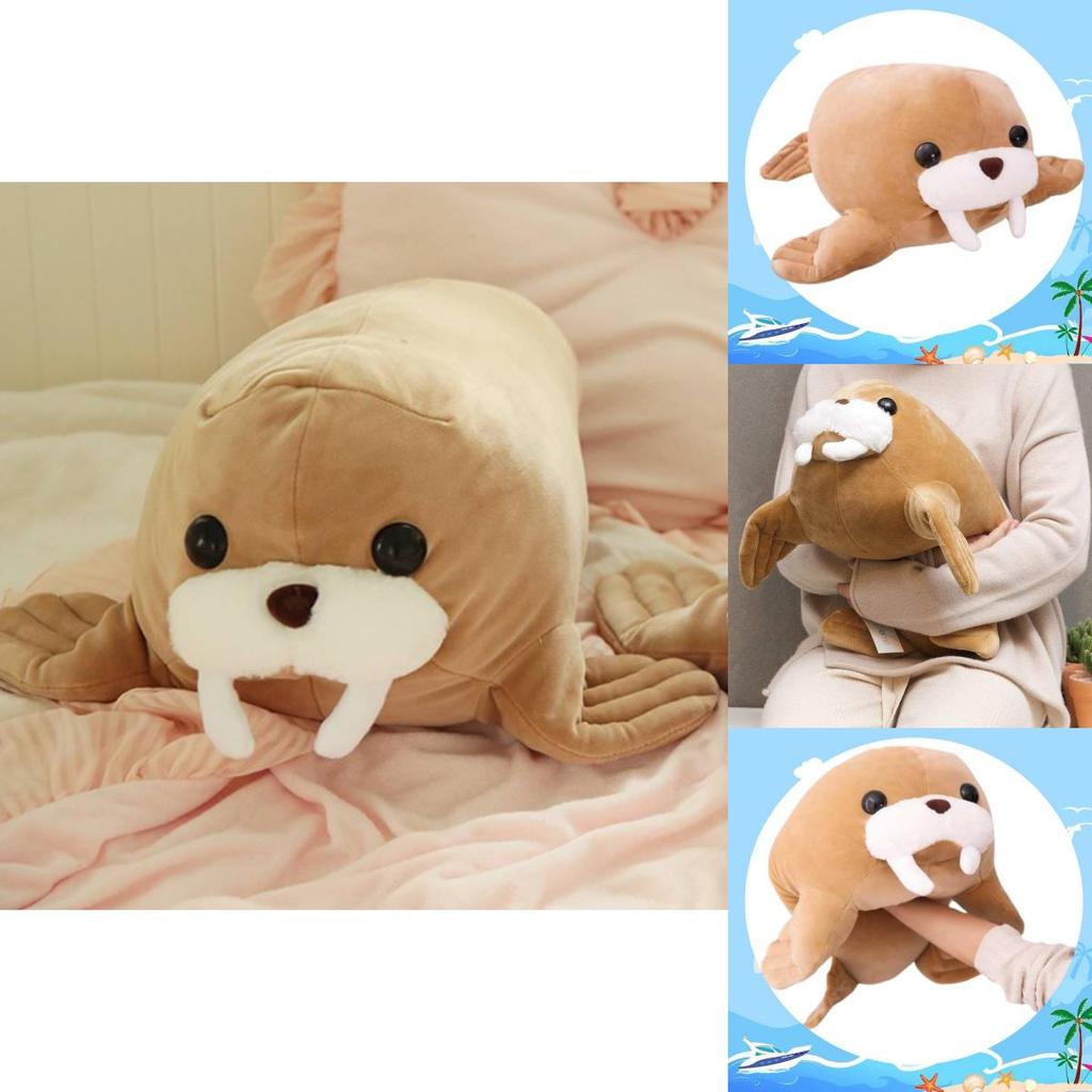 Мягкая плюшевая набивная игрушка Морж подушка для декора спальни или офиса