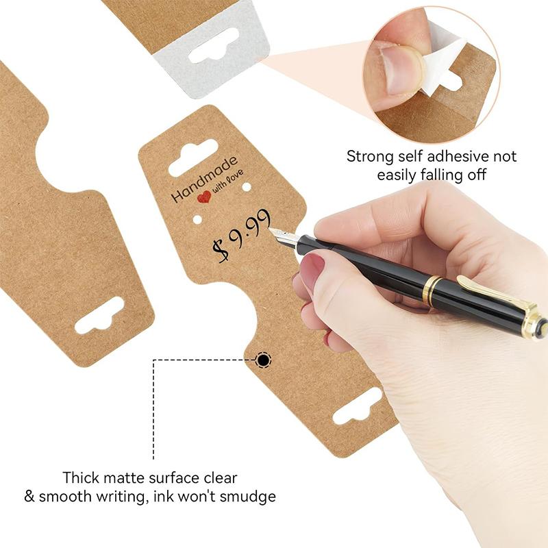 100 шт./лот Карточка для ожерелья Подвеска Сделай сам Ручная работа Складная Для заколки для волос Браслет Дисплей для ювелирных изделий Самоклеящаяся бумага Бирки для подвешивания Карточка