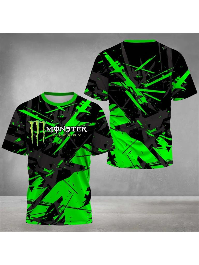 Новая модная мужская футболка 2026 года с 3D-принтом Monster Energy - быстросохнущая одежда для активного отдыха, спорта, мотоцикла. Короткий рукав