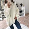 Women's Casual Turtleneck Sweater Loose Solid Color High Neck Knitted Pullover Autumn and Winter Pull Jumper