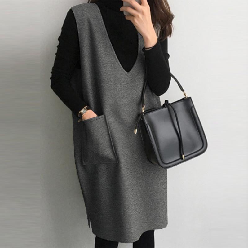 ZANZEA Женское повседневное платье-жилет из тонкой шерстяной ткани без рукавов