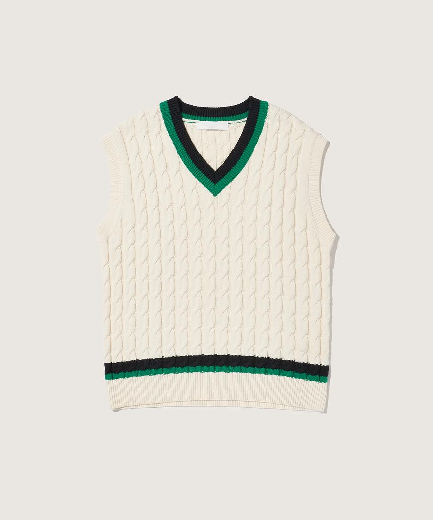 PLAC Color Point Knit Vest White