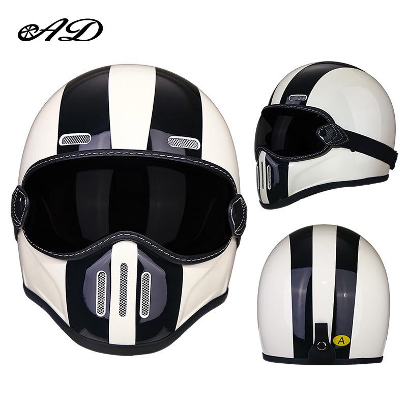 AD Ретро Мотошлем из Углеродного Волокна и Стекловолокна для Круизера, Скутера и Мопеда