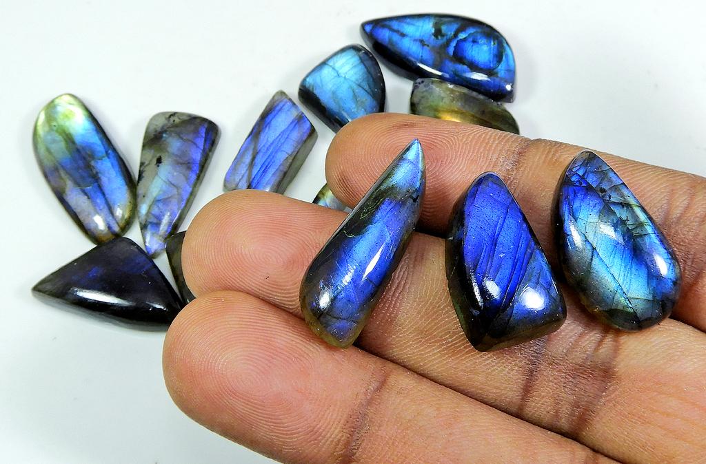 16 шт. НАТУРАЛЬНЫЙ ГОЛУБОЙ ЛАБРАДОРИТ, КОЛЬЦО-КАБОШОН, РАЗМЕР ДРАГОЦЕННОГО КАМНЯ 19-34 ММ LL-610