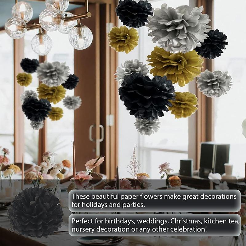9 шт. Черный Декор Стен для Вечеринки Свадебные Украшения Хэллоуин 3D Цветочный Шар Юбилей Набор Шаров из Бумажных Цветов Домашний Декор
