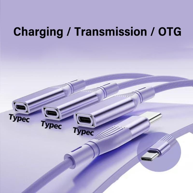 Многопортовый USB2.0 Type C Адаптер 3 Устройства Зарядка Для Компьютера Автомобиля Домашнего Офиса Пластик и Металл