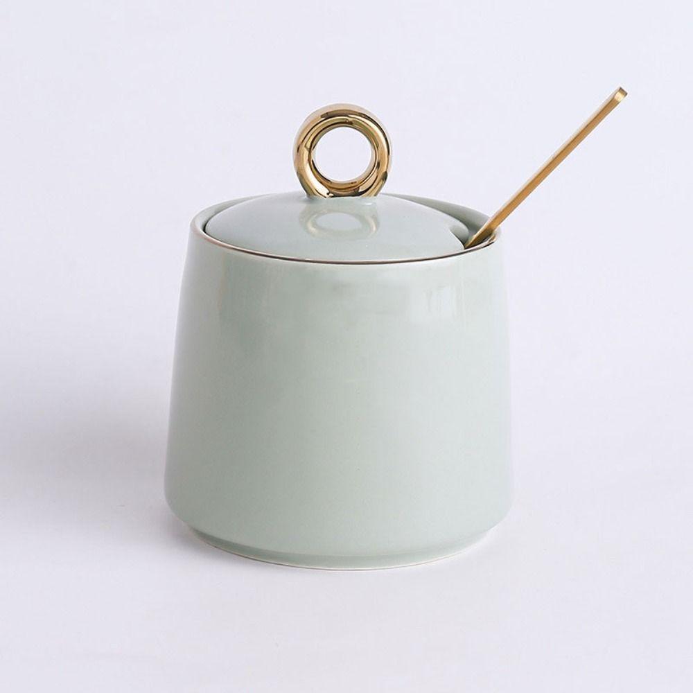 White/Fruit Green/Green/Pink Seasoning Jar Serviceable 3.95*3.35 Inch Ceramic Sugar Bowl Porcelain Salt Bowl Restaurant