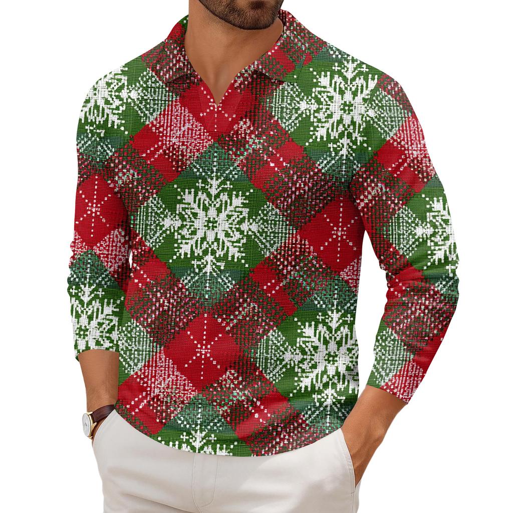 Men's Casual Collared Long-Sleeve Knit Base Layer Top