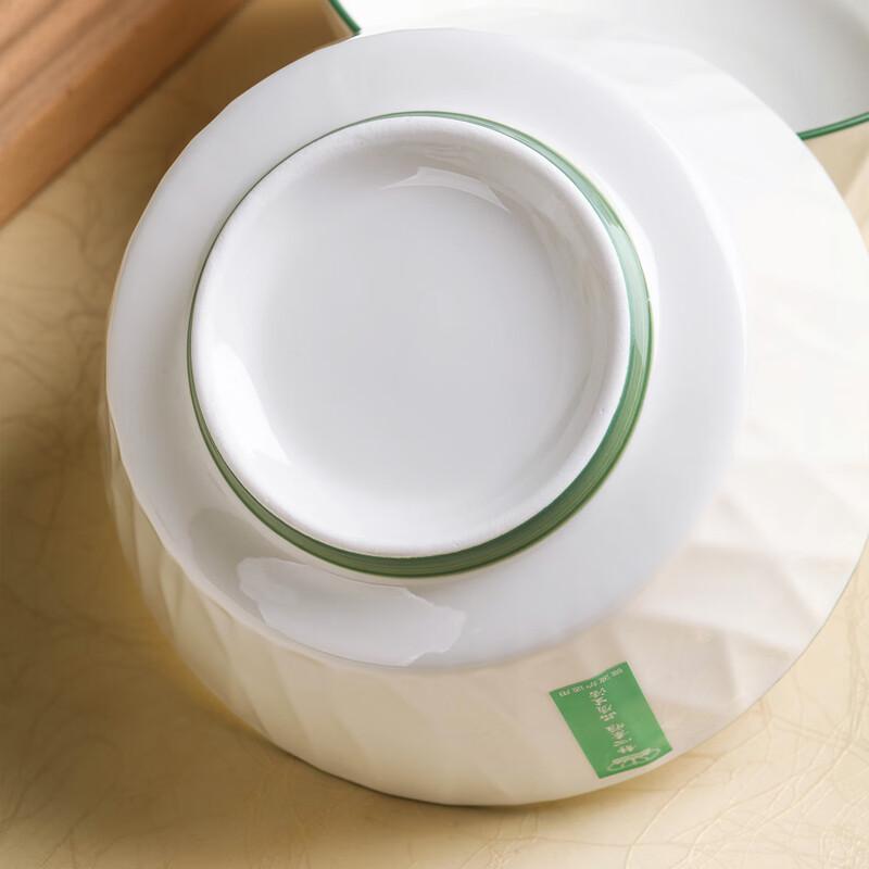 Jingdezhen Nordic Ceramic Noodle Bowls with Jade Green Rim