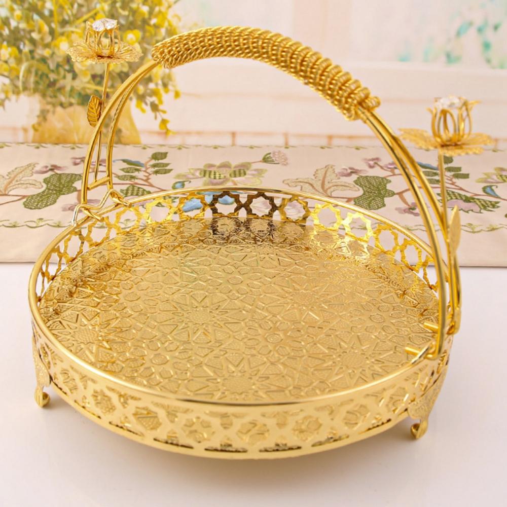 Фруктовый поднос, круглый поднос для хранения, корзина для хранения, поднос для хлеба, фруктов, торта, поднос для еды, сервировочный поднос для дома, золотая винтажная фруктовая тарелка, выпечка