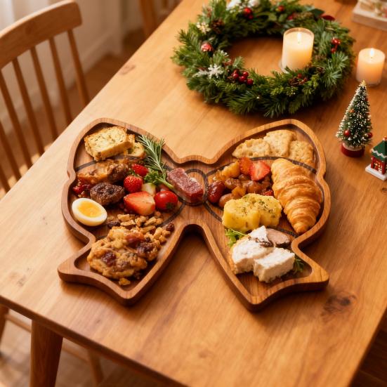 Деревянный поднос для закусок Дизайн банта Доска для закусок Многоцелевое сервировочное блюдо для конфет