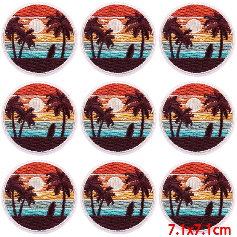 10Pcs/Lot Landscape Outdoor Patch Iron On Embroidery Patches For Clothing Thermoadhesive Patches On Clothes Wilderness Patch