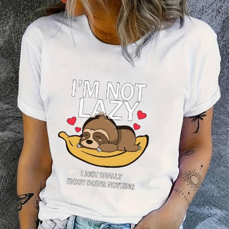 Модная женская футболка с принтом «Ленивая собака», забавная повседневная футболка с круглым вырезом и короткими рукавами, летняя женская футболка