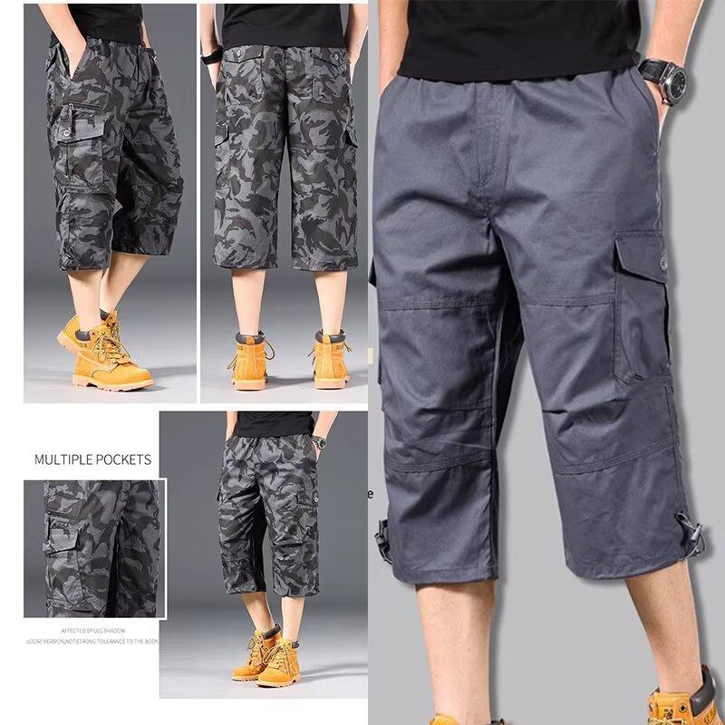 Men's Work Pants Casual Shorts with Pockets Men's Knee Length Summer Sports Shorts
