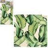 [Q2186] - 'Jungle' Beige Green Cotton Cushion Cover (banana Leaves) - 40x40 Cm