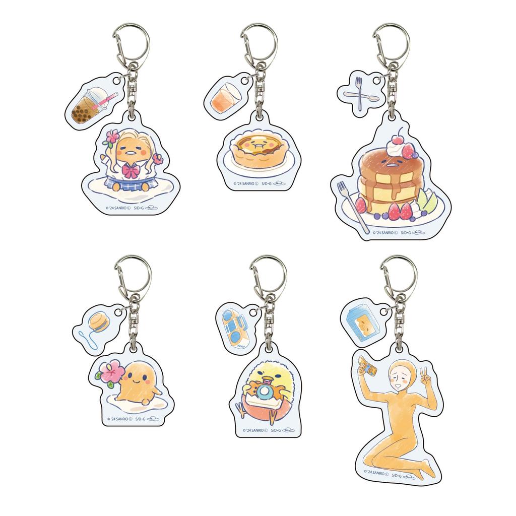 Gudetama 01 Heisei Retro Ver. [Graph Art Illustration] Acrylic Keychain with Parts, Box of 6