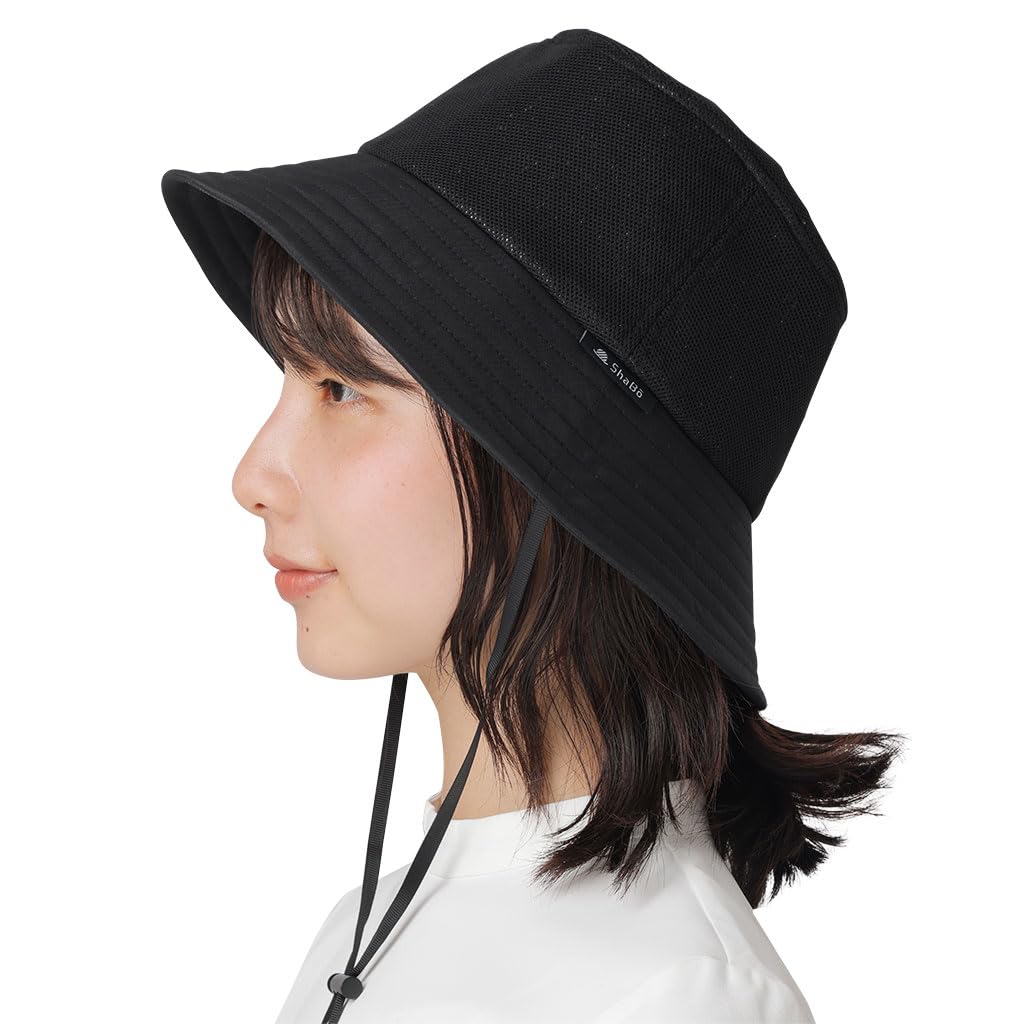 Ultralight Bucket Hat for One Size Fits with Detachable Chin Strap [ShaBo Hat] Women, All, (Black)
