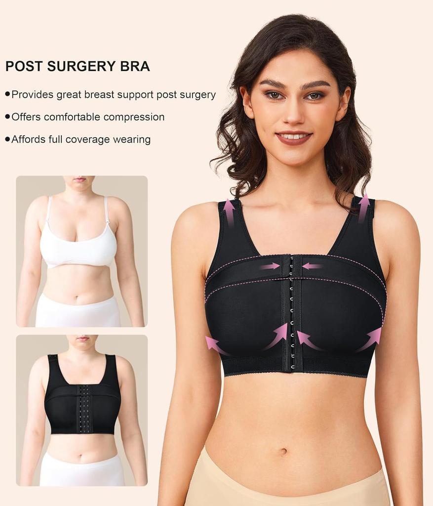 Женский бюстгальтер с поддержкой груди спереди, стабилизатор импланта, компрессионное белье после операции, бюстгальтер для хирургического увеличения груди