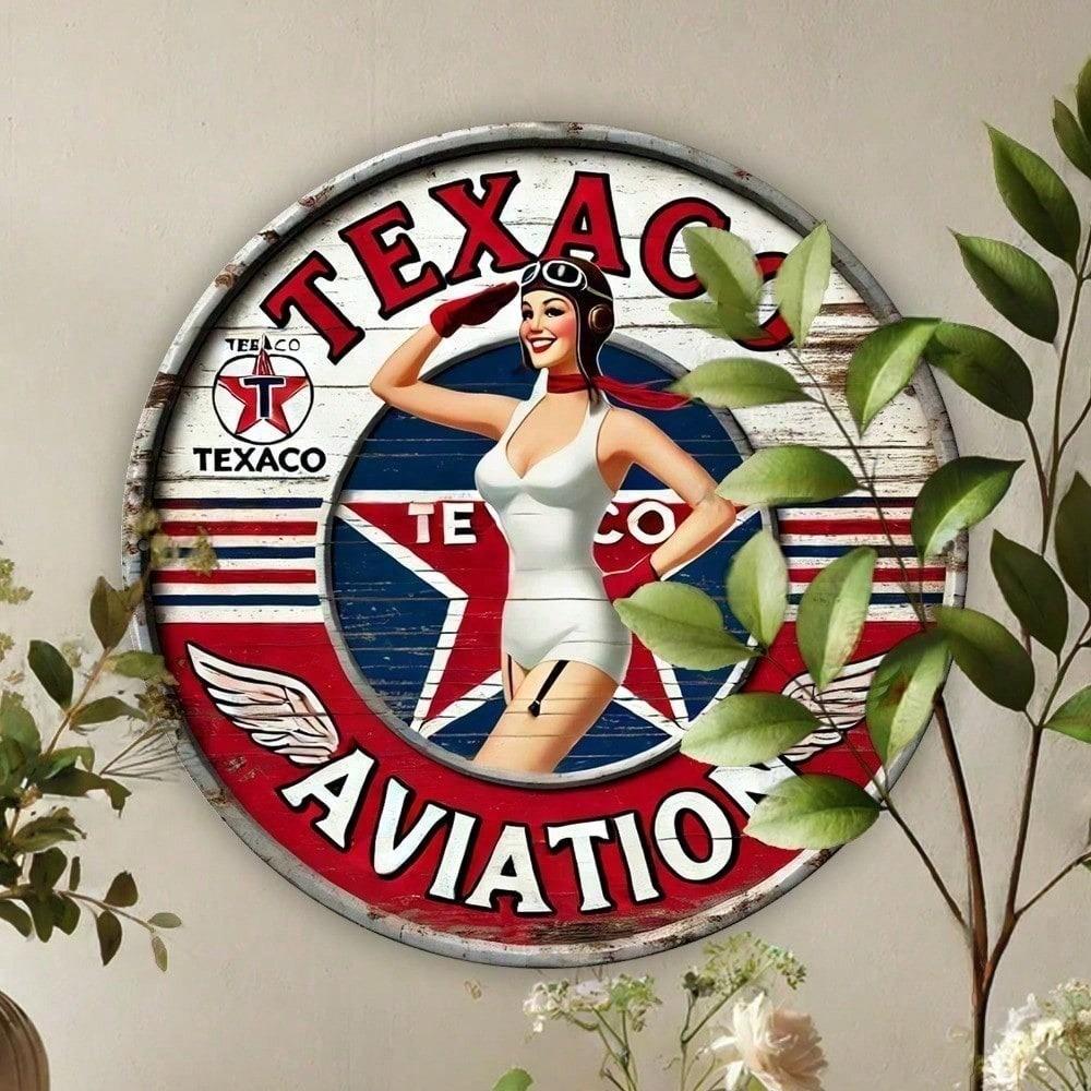 Винтажная жестяная табличка Texaco 1949 года 8x8 Ретро Металлическое настенное украшение Классический автомобиль Бензин Масло Гараж Мужская берлога Бар