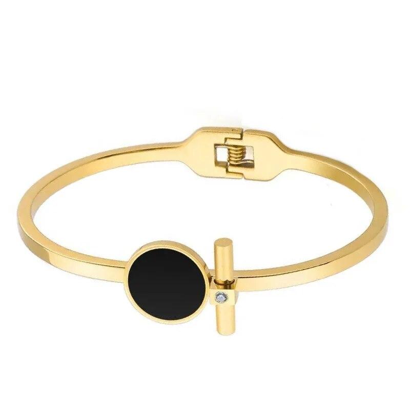 Круглый черный роскошный браслет, женский браслет из нержавеющей стали, набор браслетов, летние модные ювелирные аксессуары