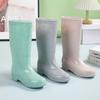 High tube agricultural women's rain shoes medium tube beef tendon sole wear-resistant long tube rain boots kitchen oil-proof acid