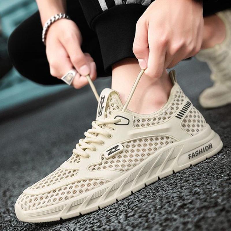 Shoes for Men Breathable Summer Man Casual Sneaker Mesh Without Leather Korean Miked Colour Stylish Jogging Sale Tourist Outdoor