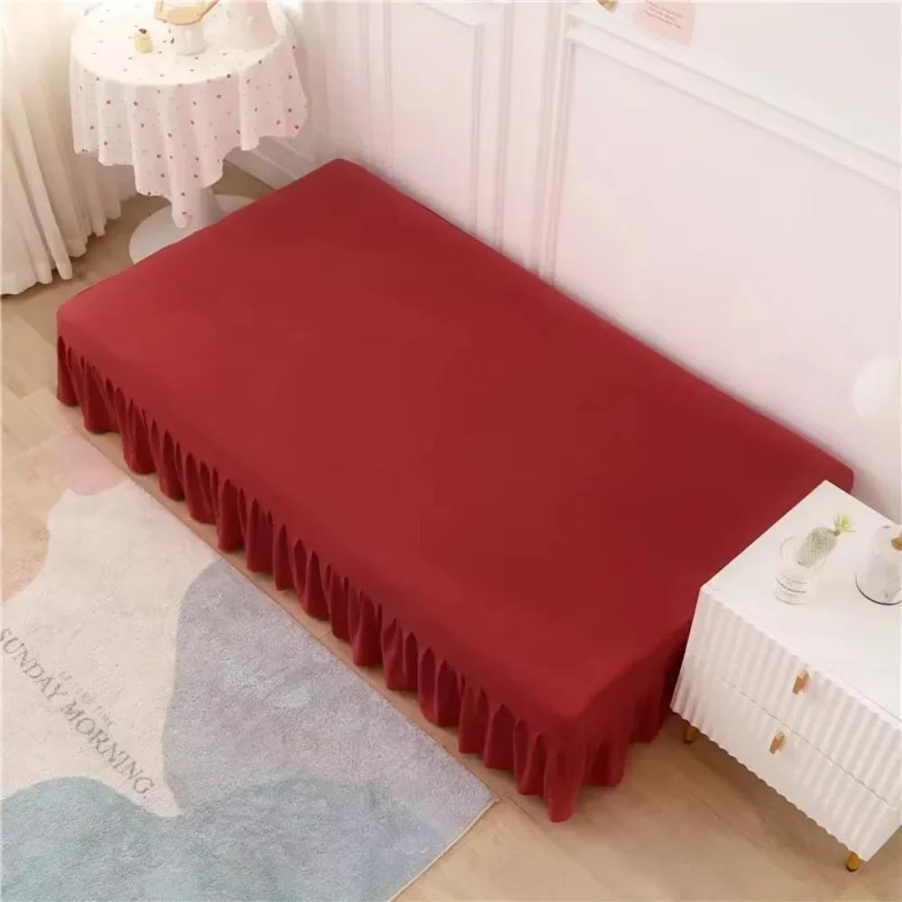 Solid Color Elastic Folding Sofa Bed Cover with Skirt Sofa Slipcover Couch Cover Furniture Protector 1pc Home Decor Couch Cover