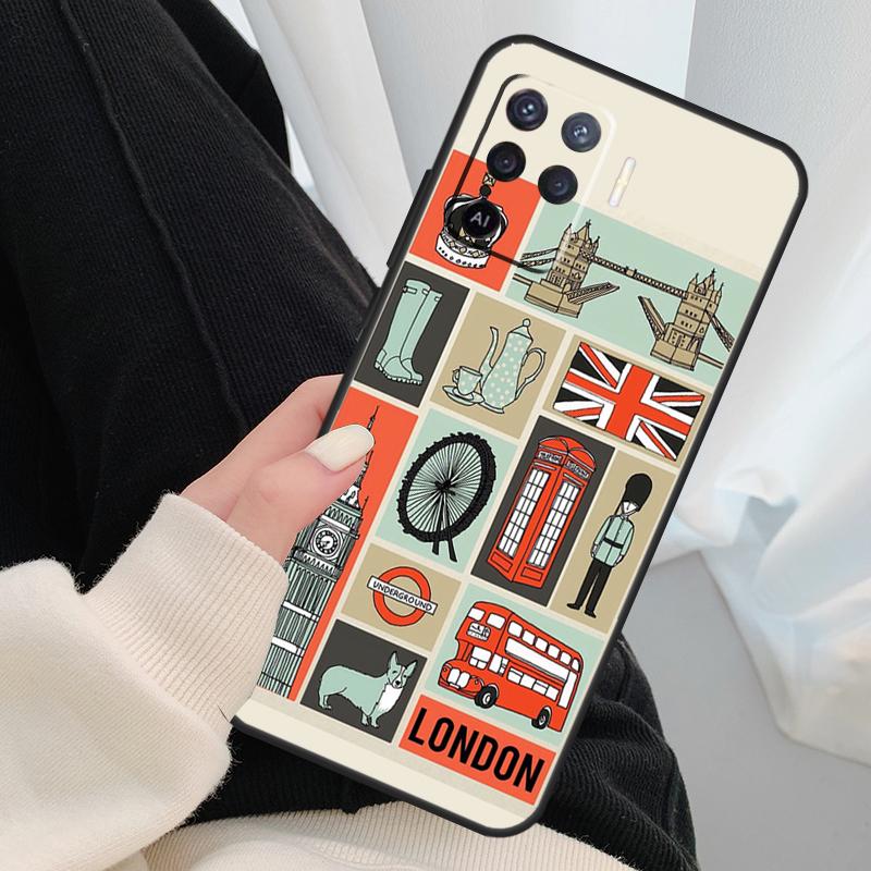 Лондонский Автобус Англия Биг Бен Для OPPO Find X3 X5 Pro A5 A9 A31 A53 A15 A16 A52 A72 A83 A91 A93 A94 A54 A74 A53S Чехол