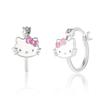 Hello Kitty Sanrio Hello Kitty Hoop Earrings Sterling Silver and Enamel Hello Kitty Earrings Officially Sterling No Gemstones Women's - Licensed,