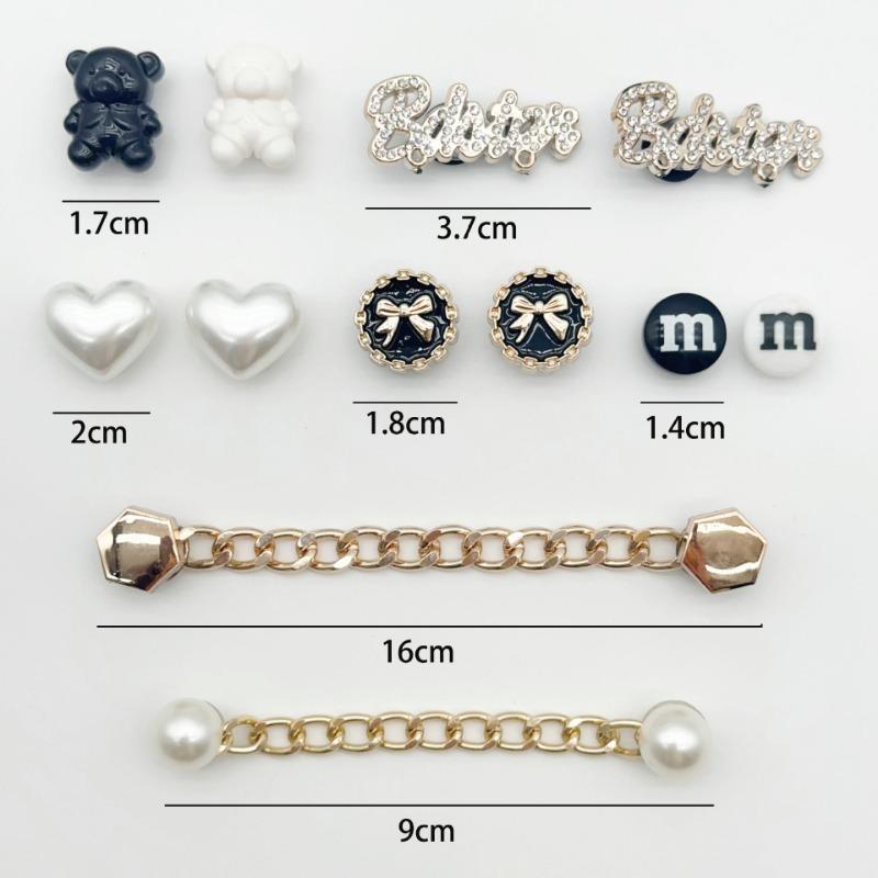 12 шт. подвеска для обуви Crocs DIY металлическая цепочка жемчужные стразы украшения для обуви пряжка для Croc подвески отверстия обувь аксессуары