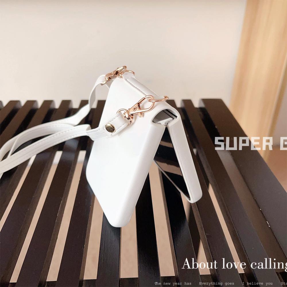 Противоударный чехол для телефона с ремешком через плечо для Samsung Galaxy Z Flip 5 4 3 Flip5 Flip4 Flip3 5G, кожаный мягкий чехол для предотвращения падения