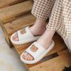 Women Summer Slippers Sandals New Fashion Bear Printed Shoes Thick Bottom Flat Solid Color Buckle Strap Mule Slippers Shoes