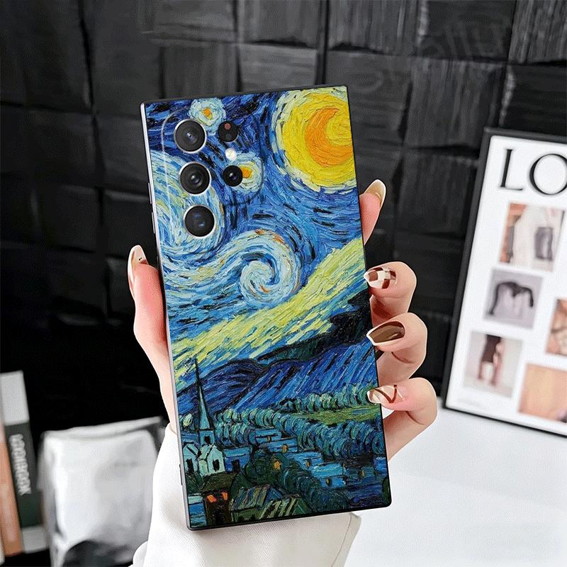 Van Gogh Oil Painting Aesthetics Soft Phone Case for Samsung Galaxy S26 S25 Edge S24 Ultra S23 Plus S22 S21 FE S20 Black Cover B