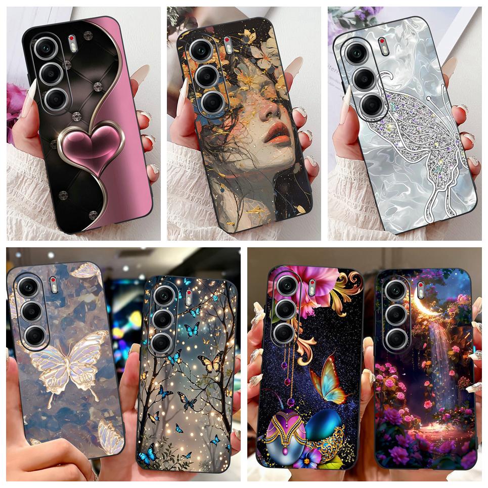 Чехол для телефона Tecno Camon 40 Pro 5G CM7 Camon40 40Pro Роскошный Бабочка Цветок Девичий 2D Печатный Корпус Мягкая Матовая ТПУ Задняя Крышка