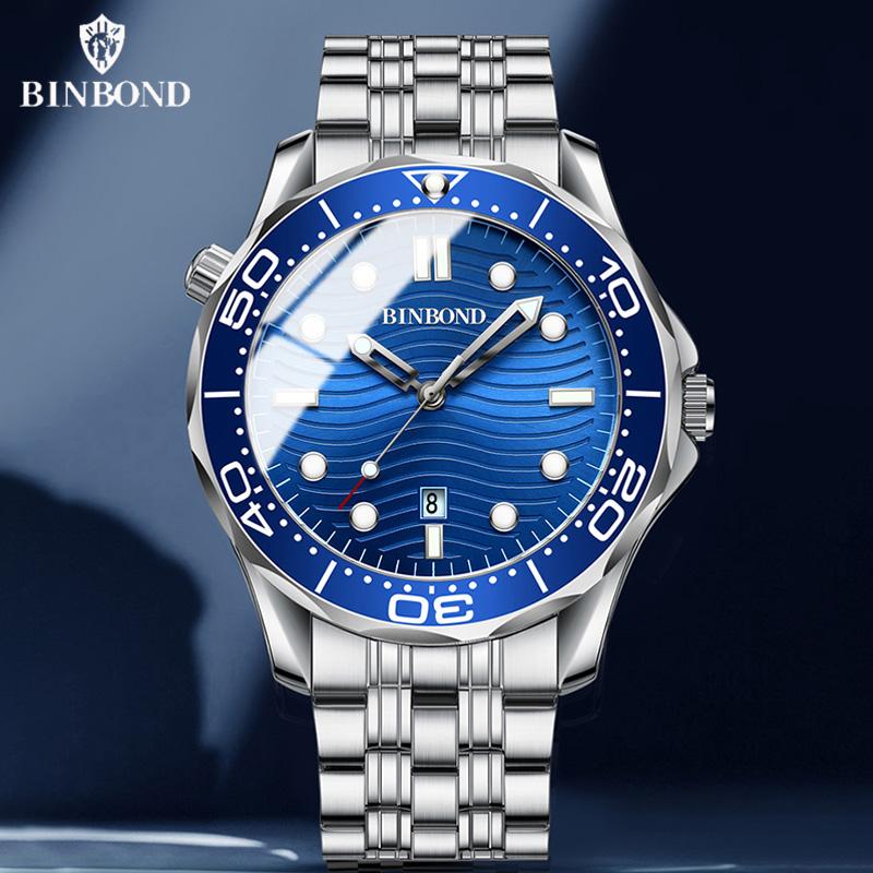 BINBOND Casual Fashion Ultra-thin Sea Horse Series Quartz Men's Watch Date Waterproof Luminous Sports Business Men's Wrist Watch